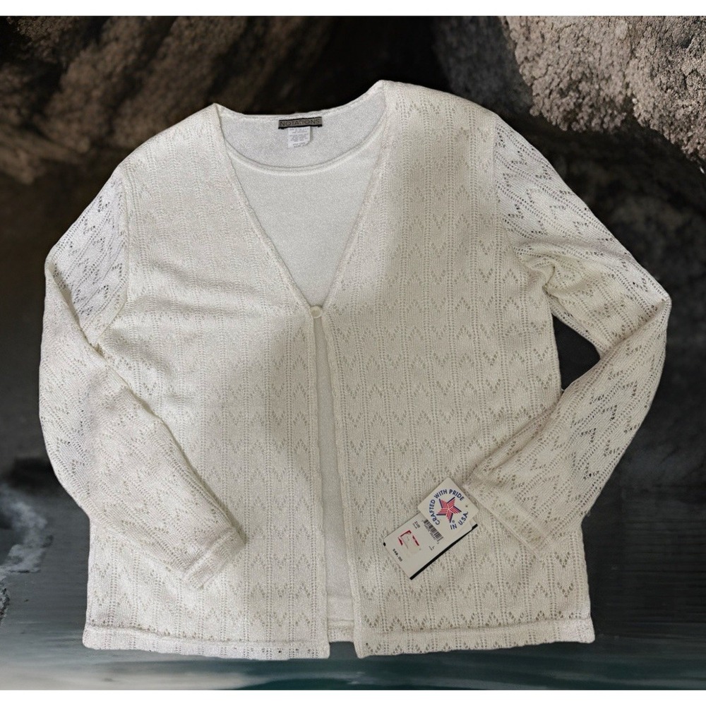 VTG ‎ 80s NWT Grannycore FAIRY COTTAGE L Crocheted USA Cardigan Grunge Victoria